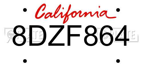 8DZF864 California License Plate