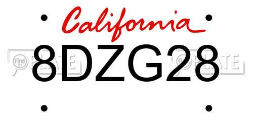 8DZG28 California License Plate