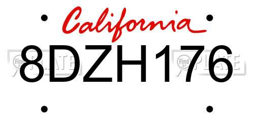 8DZH176 California License Plate
