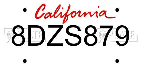 8DZS879 California License Plate