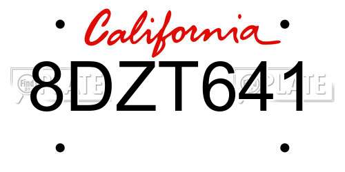 8DZT641 California License Plate
