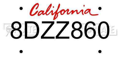 8DZZ860 California License Plate