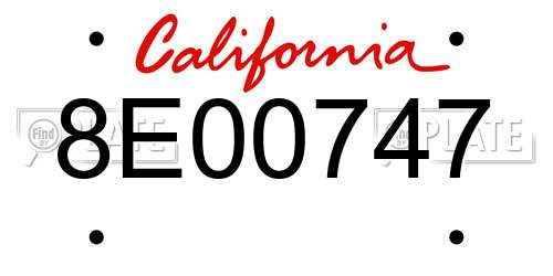 8E00747 California License Plate