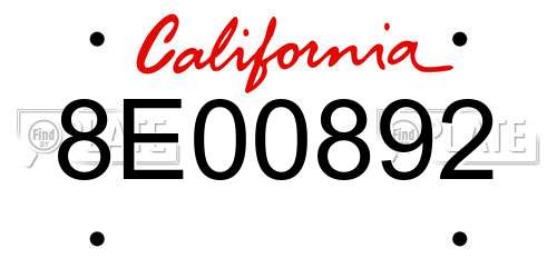 8E00892 California License Plate
