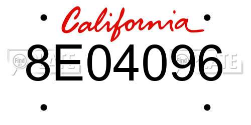 8E04096 California License Plate