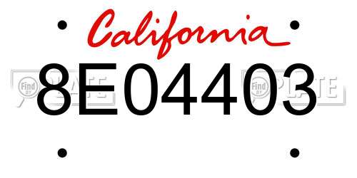 8E04403 California License Plate