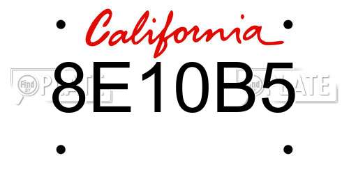 8E10B5 California License Plate