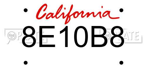 8E10B8 California License Plate