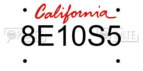 8E10S5 California License Plate