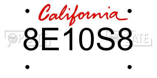 8E10S8 California License Plate