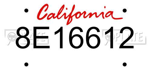 8E16612 California License Plate