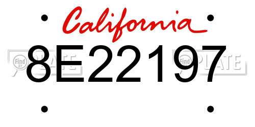 8E22197 California License Plate