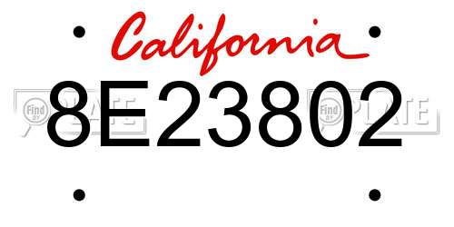 8E23802 California License Plate