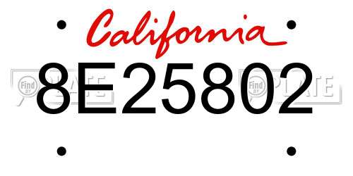 8E25802 California License Plate