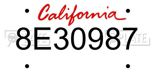 8E30987 California License Plate