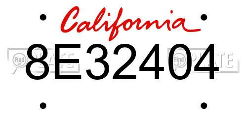 8E32404 California License Plate
