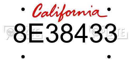 8E38433 California License Plate