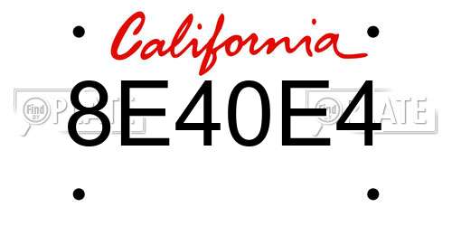 8E40E4 California License Plate