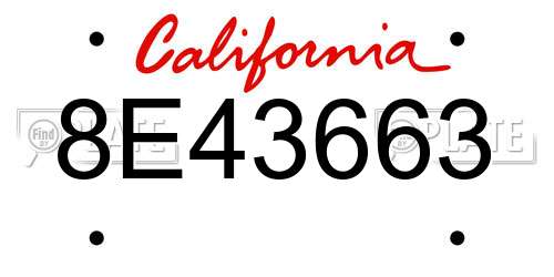 8E43663 California License Plate