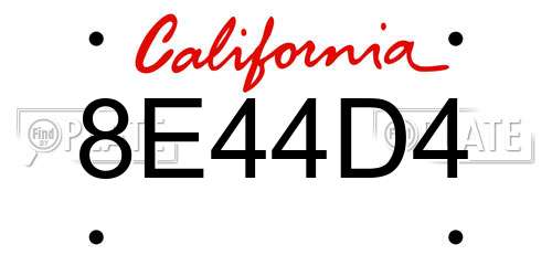 8E44D4 California License Plate
