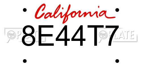 8E44T7 California License Plate