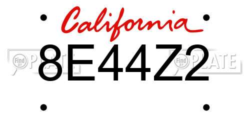 8E44Z2 California License Plate