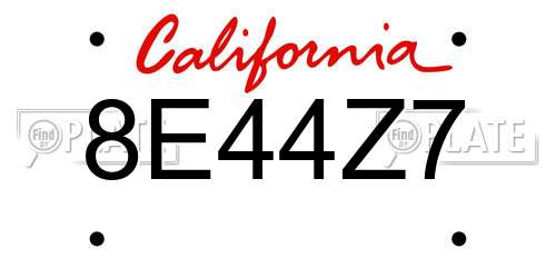 8E44Z7 California License Plate