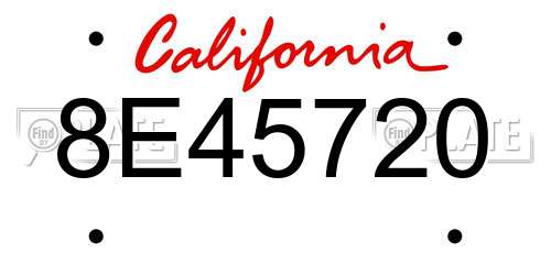 8E45720 California License Plate