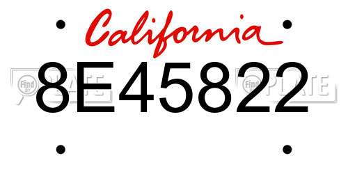 8E45822 California License Plate