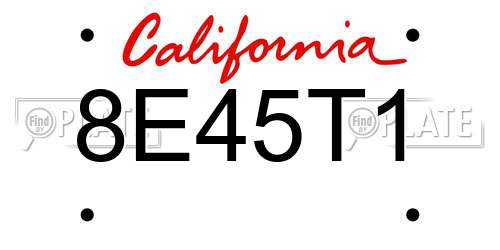 8E45T1 California License Plate