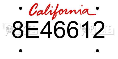 8E46612 California License Plate
