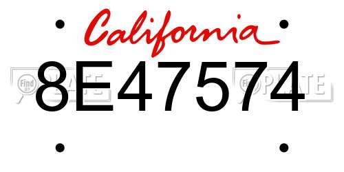 8E47574 California License Plate