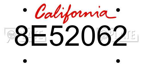 8E52062 California License Plate