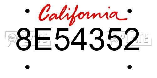 8E54352 California License Plate