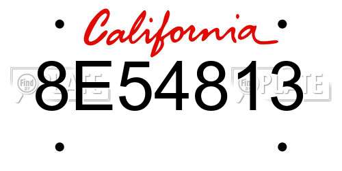 8E54813 California License Plate