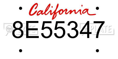 8E55347 California License Plate