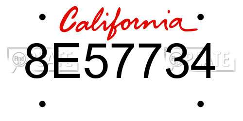 8E57734 California License Plate