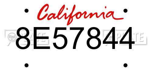 8E57844 California License Plate