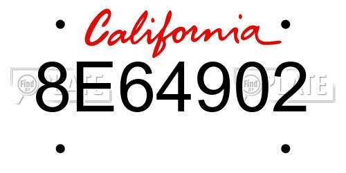 8E64902 California License Plate