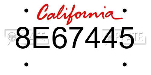 8E67445 California License Plate