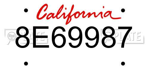 8E69987 California License Plate