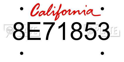 8E71853 California License Plate