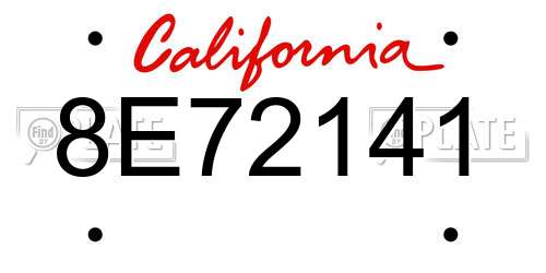 8E72141 California License Plate