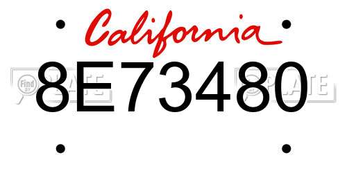 8E73480 California License Plate