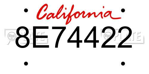 8E74422 California License Plate