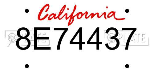 8E74437 California License Plate