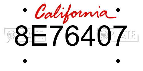 8E76407 California License Plate