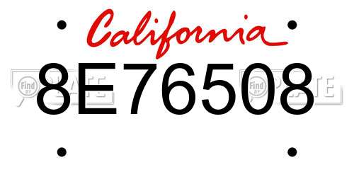 8E76508 California License Plate