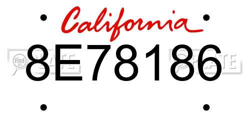 8E78186 California License Plate