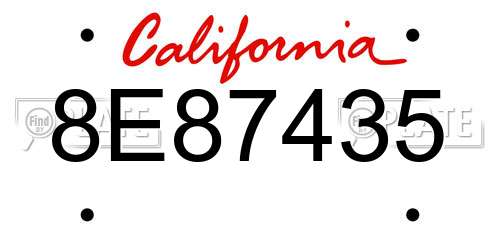8E87435 California License Plate